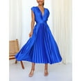 thumbnail image 1 of Ayolanni Flowy Sundresses for Women Sleeveless V-Neck Vacation Solid Maxi A-Line Dress Off the Shoulder Swing Ruffled Wedding Guest Sundress Blue S, 1 of 7