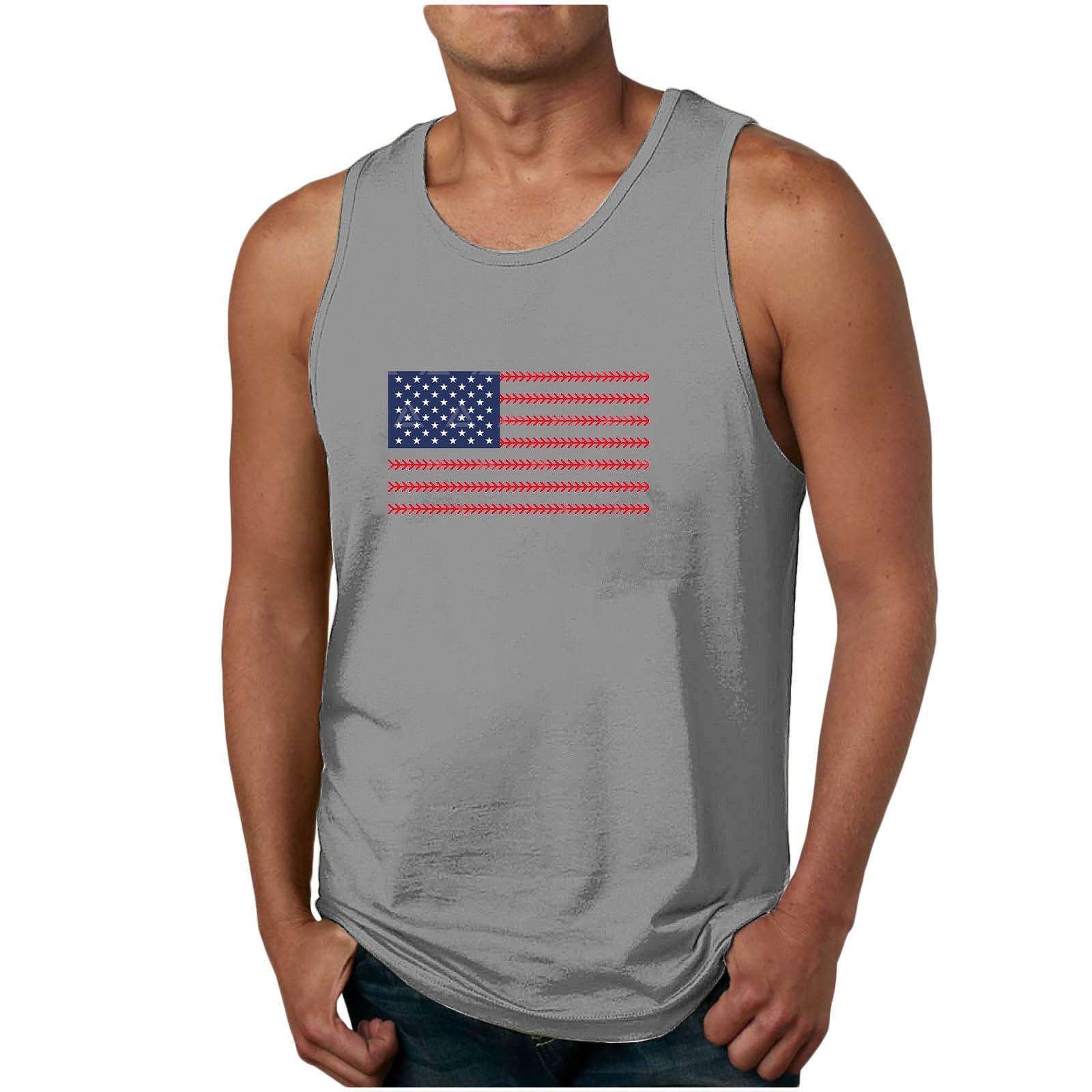 Ayolanni Fourth of July Big and Tall Tank Tops for Men Sleeveless Tank