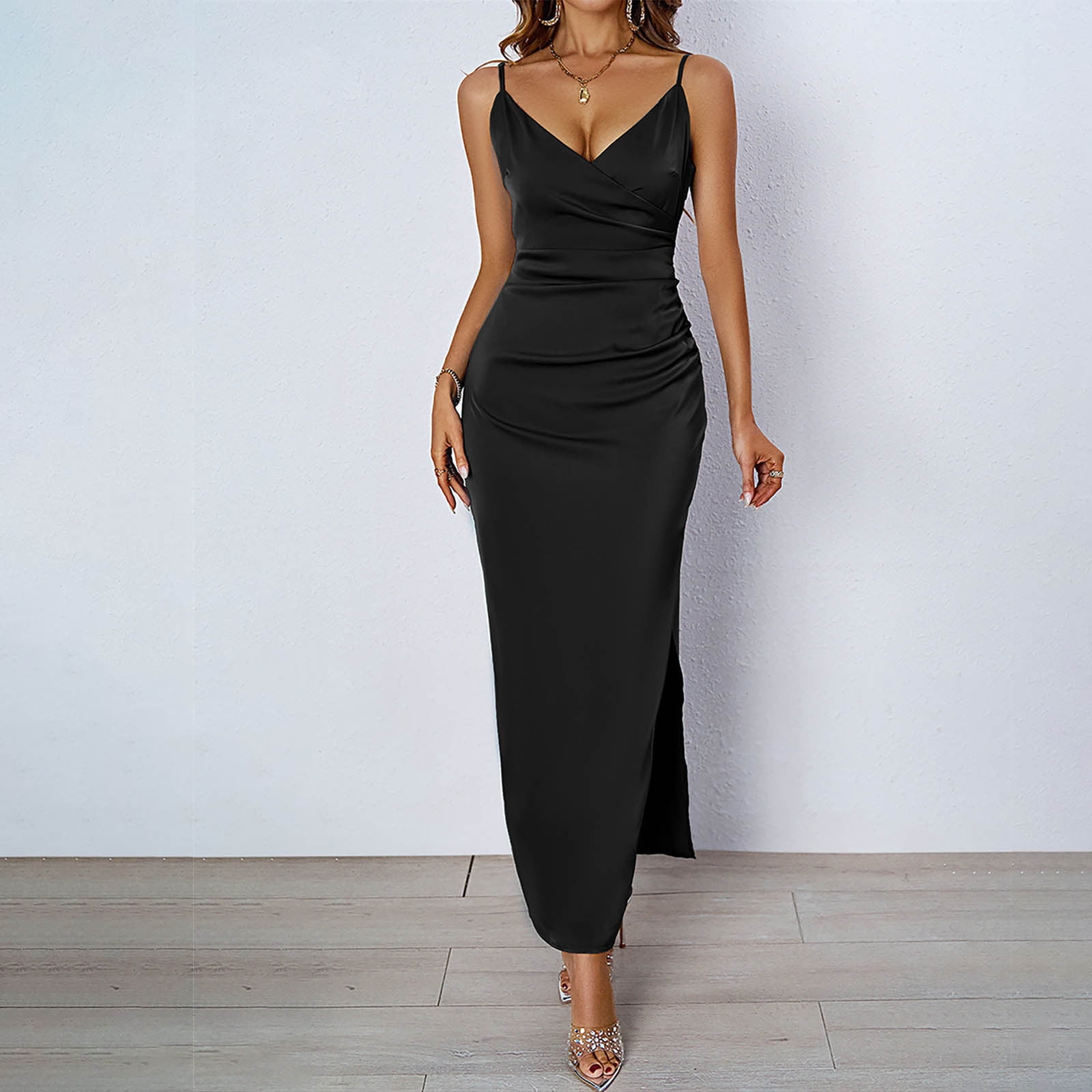 Ayolanni Graduation Dresses for Women 2025 Bodycon Black V-Neck Solid Sleeveless Midi Dresses Junior Dresses L - Walmart.com Ayolanni Graduation Dresses for Women 2025 Bodycon Black V-Neck Solid Sleeveless Midi Dresses Junior Dresses L - Walmart.com