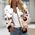 thumbnail image 1 of Ayolanni Graphic Women Jacket Varsity Zip Up Bomber Orange Long Sleeve Jackets Coat for Girls M, 1 of 5