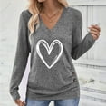 thumbnail image 1 of Ayolanni Gray Women's Sweatshirts Fall V Neck Valentine's Day Heart Light Weight Tunic Blouses Women's T-Shirts XL, 1 of 8