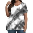 thumbnail image 1 of Ayolanni Gray Women's T-Shirt Plus Size Tie Dye V-Neck Short Sleeve T-Shirts Girls Shirts 4x, 1 of 5