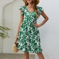 thumbnail image 1 of Ayolanni Green Going Out Dresses for Women V-Neck Flutter Short Sleeve Floral Print Dresses Girls' Dresses XL, 1 of 1