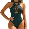 thumbnail image 1 of Ayolanni Green Swimsuit for Women One Piece Cutout Cheeky Sheer Bandage Beach Monokinis Womens Swimsuit Bottoms L, 1 of 5