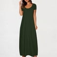 thumbnail image 1 of Ayolanni Green Vacation Dresses for Women Beach Ankle-Length Loose Short Sleeve Solid Dresses Girls Dresses L, 1 of 6