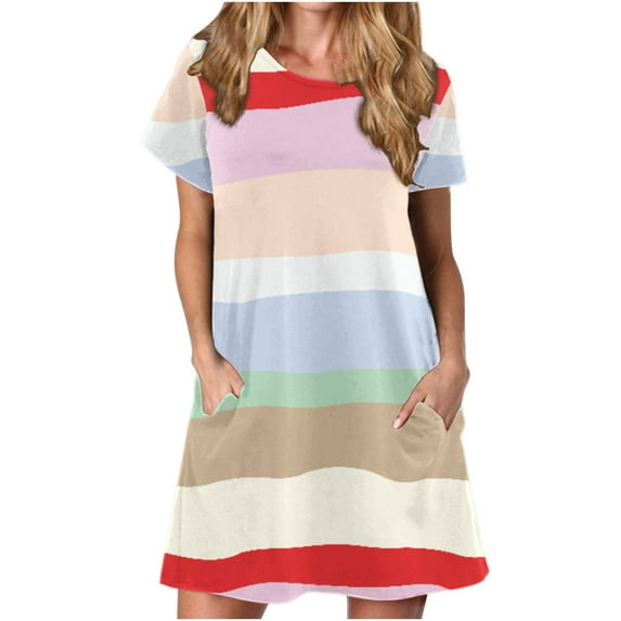 Ayolanni Holiday Dresses for Women Plus Size Knee-Length Short Sleeve Ombre Dresses Dinner Dresses for Women 2025 XL