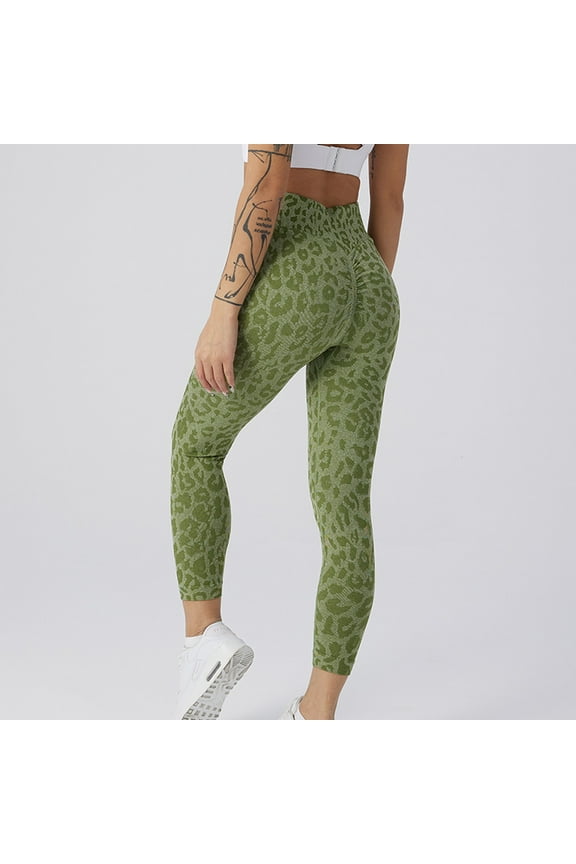 Jegging Womens Pants Army Green Slim-Leg Leopard Print Yoga Leggings Ladies Pants Plus Size L