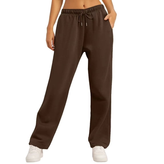 Ayolanni Joggers Women's Pants in Store Coffee Loose Solid High Rise Drawstring Sweatpants Pants for Women Jeans XL