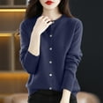 thumbnail image 1 of Ayolanni Knit Cardigan Sweaters for Women Blue Long Sleeve Lightweight Cardigan Crew Neck Sweaters Fall Solid Cardigan XXL, 1 of 3