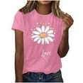 thumbnail image 1 of Ayolanni Layering Tops for Women Pink Daisy Short Sleeve Crew Neck T-Shirts Ladies Blouses S, 1 of 3
