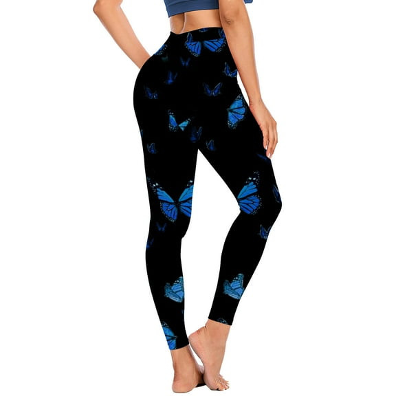 Ayolanni Leggings for Women Fashion Casual Women Butterfly Printed Gradient Span Ladies High Waist Wide Leg Trousers Yoga Pants Long Pants