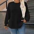 thumbnail image 1 of Ayolanni Long Sleeve Women's Sweatshirt Plus Size Waffle Knit Black Solid Pullover Basic Sweatshirts Women T Shirts XL, 1 of 5