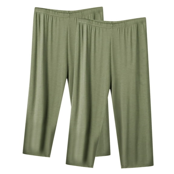Ayolanni Loose Womens Pants Plus Size Army Green Elastic Band Solid 2 Pcs Pants Lounge Pants Women XXXXL
