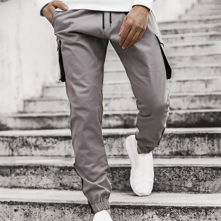 Men Outdoor Trousers Long Slim Fit Casual Trousers Elastic Waist Drawstring  Men Home Trousers Breathable Solid Color Trousers All-Match Men Jogging  Trousers A-White S : : Fashion