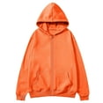 thumbnail image 1 of Ayolanni Men's Oversized Full Zip Hoodies Solid Casual Long Sleeve Hooded Sweatshirts Fall Plain Lightweight Tops with Pockets Orange XXL, 1 of 6