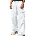 thumbnail image 1 of Ayolanni Men's Wide Leg Cargo Pants Baggy Work Outdoor Hiking Pants with Multiple Pockets White Pant for Men XL, 1 of 7