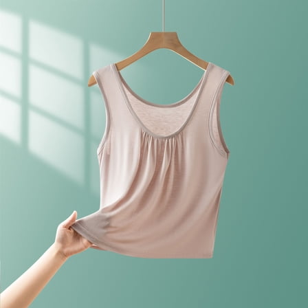 Ayolanni Modal T Shirts Women Beige V-Neck Sleeveless Solid Tank Tops Ladies Tops L