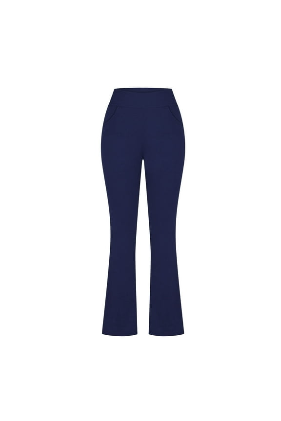 Navy Womens Pants Flare-Leg Jegging Solid Elastic Band Leggings Pants for Women Jeans M