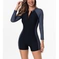 thumbnail image 1 of Ayolanni One-Piece Girls Swimsuit Tummy Control High Waist Padded Swimwear Athletic Long Sleeve Color Block Bathing Suit Gray XXL, 1 of 8