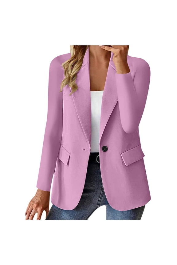 Blazers for Women Trendy Fitted Professional Work Purple Collared Button Down Suit Jackets Womens Jacket M
