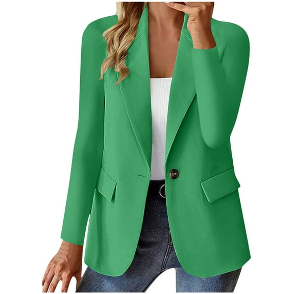 Ayolanni Open Front Woman Jacket Trendy Green Work Fitted Dress Button Business Casual Blazers Woman Coat and Jacket XXL