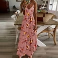 thumbnail image 1 of Ayolanni Pink Womens Dresses Casual V-Neck Vacation Sleeveless Floral Print Maxi Dresses Teen Girl Dresses L, 1 of 5