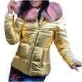 thumbnail image 1 of Ayolanni Puffer Women Winter Jacket Zip Up Hooded Yellow Quilted Long Sleeve Solid Jackets Coat for Girls, 1 of 5