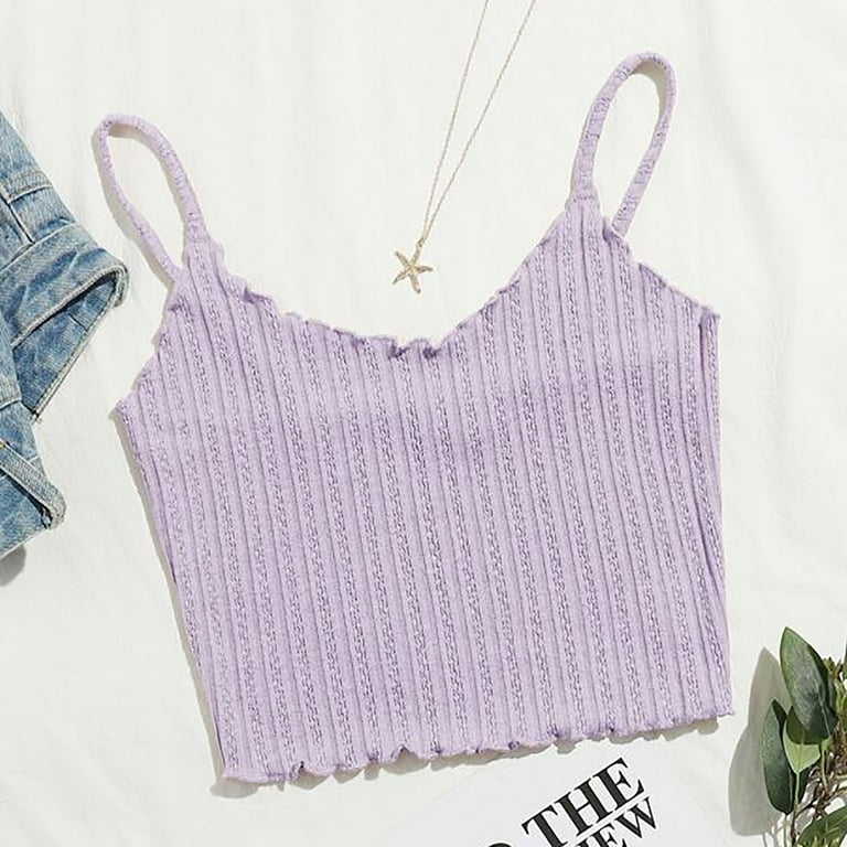 Ayolanni Purple Shapewear Tank Tops for Women Tops Solid Sleeveless  Pullover Vest Tank Crop Shirts Womens Camisoles 