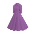 thumbnail image 1 of Ayolanni Round Neck Fall Dresses for Women 3/4 Sleeve Wedding Guest A-Line Maxi Dresses Solid Party Babydoll Pretty Long Dress Purple M, 1 of 9