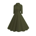 thumbnail image 1 of Ayolanni Round Neck Women's Fall Dress Wedding Guest 3/4 Sleeve A-Line Maxi Dresses Party Babydoll Solid Pretty Long Dress Green L, 1 of 9