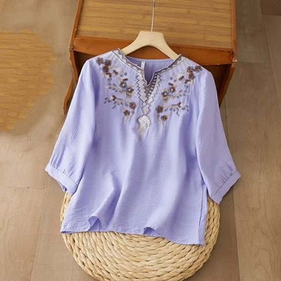 Ayolanni Short Sleeve Basic Tees for Workout Embroidered Casual V-Neck ...