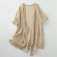 thumbnail image 1 of Ayolanni Short Sleeve Cardigan Sweaters for Women Long Lightweight Beige Cardigan Solid Soft V-Neck Open Front Cardigan L, 1 of 3