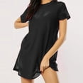 thumbnail image 1 of Ayolanni Short Sleeve Summer Shirts for Women Scoop Neck Tunic Lightweight Solid Blouse Going Out Loose Shirts Womens Spring Tops Black L, 1 of 8