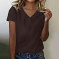 thumbnail image 1 of Ayolanni Short Sleeve Women's Tops on Clearance under 5 V-Neck Brown Solid T-Shirts Ladies Tops Clearance 2X, 1 of 4