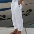 thumbnail image 1 of Ayolanni Slim-Leg Pants for Women Plus Size Cotton Linen White High Rise Solid Slacks Ladies Pants Plus Size L, 1 of 3