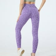 Ayolanni Slim-Leg Womens Pants on Purple Jegging Yoga Leopard Print Leggings Lounge Pants Women L