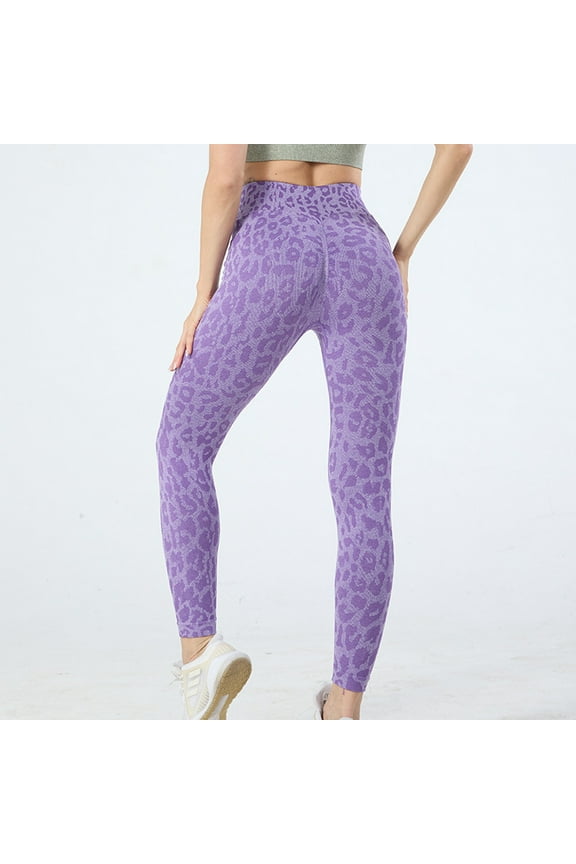 Slim-Leg Women's Pants on Purple Jegging Yoga Leopard Print Leggings Lounge Pants Women L