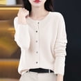 thumbnail image 1 of Ayolanni Soft Knit Cardigan Sweaters for Women Beige Long Sleeve Lightweight Cardigan Loose Button Down Crew Neck Coat M, 1 of 5
