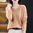 thumbnail image 1 of Ayolanni Soft Knit Cardigan Sweaters for Women Long Sleeve Gold Lightweight Cardigan Loose Crew Neck Button Down Coat XXL, 1 of 5