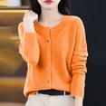 thumbnail image 1 of Ayolanni Soft Knit Cardigan Sweaters for Women Long Sleeve Orange Lightweight Cardigan Loose Button Down Crew Neck Coat XL, 1 of 5
