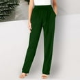 thumbnail image 1 of Ayolanni Solid Pants for Women Flowy Workout Elastic Waist Straight Leg Pants Hiking Loose Green Athletic Trousers with Pockets L, 1 of 6