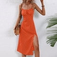 thumbnail image 1 of Ayolanni Spaghetti Strap Spring Dresses for Women Sleeveless Crew Neck Elegant Long Slip Dress Solid Color Polka Dots Side Slit Vacation Sundress XL, 1 of 6