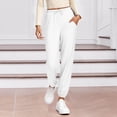 thumbnail image 1 of Ayolanni Stretch Pants for Women Solid Lounge Jogger Pants White Ladies Drawstring Elastic Waist Loose Trousers with Pockets M, 1 of 7