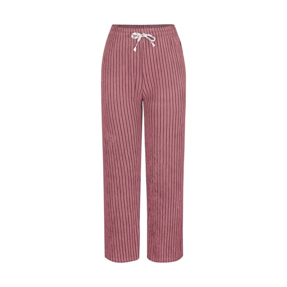 Ayolanni Striped Print Womens Pants Pink Wide-Leg Drawstring Pants Pants for Women Jeans Capris Free Size