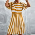 thumbnail image 1 of Ayolanni Striped Womens Dresses Casual Knee-Length Yellow Flutter Short Sleeve Dresses Junior Dresses M, 1 of 8