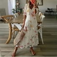 thumbnail image 1 of Ayolanni Sundresses for Women Ditsy Floral Maxi Boho V-Neck Dress Flutter 3/4 Sleeve Beach Sundress M, 1 of 6