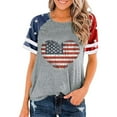 thumbnail image 1 of Ayolanni Tees for Woman Gray The Fourth of July Short Sleeve Raglan T-Shirts Ladies Blouses L, 1 of 2
