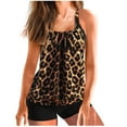 thumbnail image 1 of Ayolanni Tummy Control Womens Swimwear Plus Size Black Wetsuit Leopard Print Tankini Ladies Swimsuits L, 1 of 2