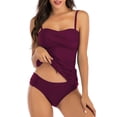 thumbnail image 1 of Ayolanni Twist Front Tankini Swimsuits for Women High Cut Two Piece Solid Swimwear Summer Push-Up Beach Bathing Suit Tank Tops with Board Shorts Red XL, 1 of 5