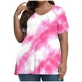 thumbnail image 1 of Ayolanni V-Neck Casual Blouses for Women Short Sleeve Tie Dye Plus Size Pink T-Shirts Shirts for Teens 2x, 1 of 5